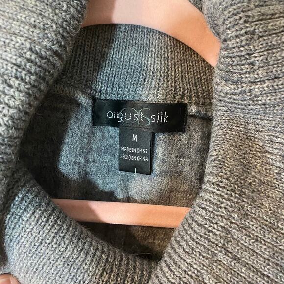 August Silk 100% Wool Poncho Sweater Gray Heather Cowl Neck NWT M - Picture 6 of 8